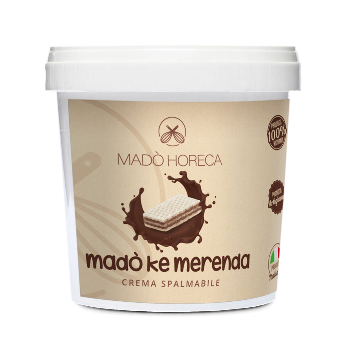 MADÒ Crema Spalmabile al Cioccolato Bianco Artigianale - 100% MADE IN ITALY  Secchio da 1Kg - Adatta per Dolci, Colazioni, Prodotti da Pasticceria -  Ideale per Bar, Ristoranti e Utenze Business 